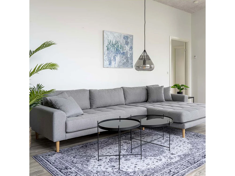 Lido bank met chaise longue rechts grijs.