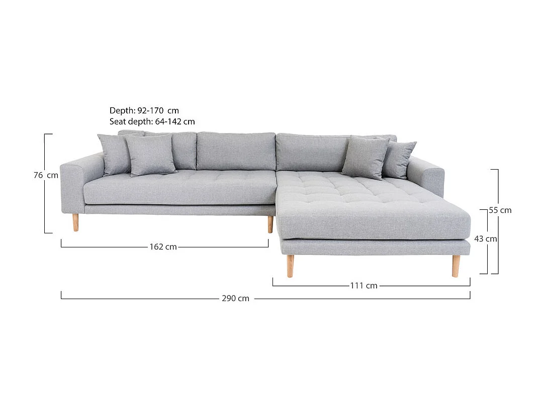 Lido bank met chaise longue rechts grijs.