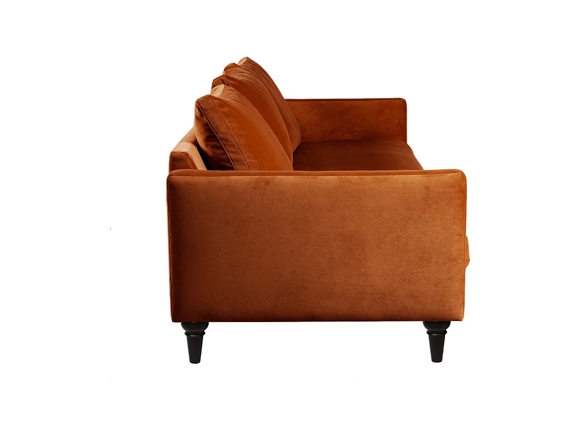 Villabon - Canapé 4 places en velours pieds tournés - Rouille