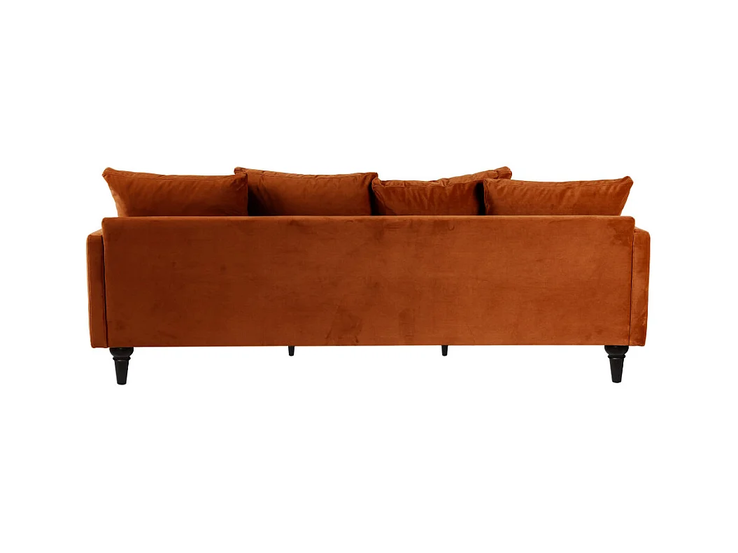 Villabon - Canapé 4 places en velours pieds tournés - Rouille