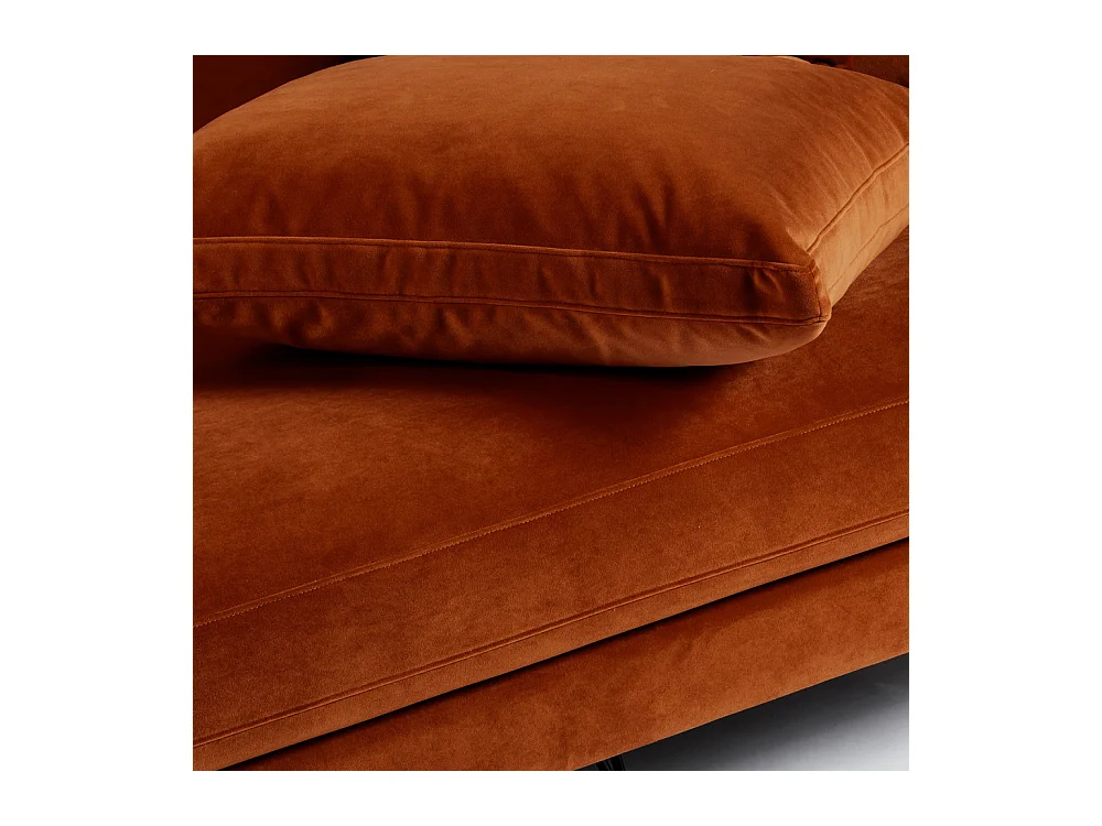 Villabon - Canapé 4 places en velours pieds tournés - Rouille