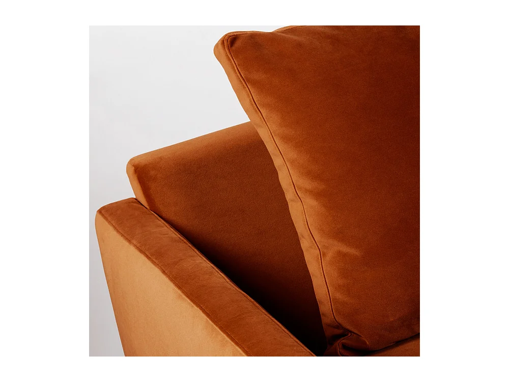 Villabon - Canapé 4 places en velours pieds tournés - Rouille