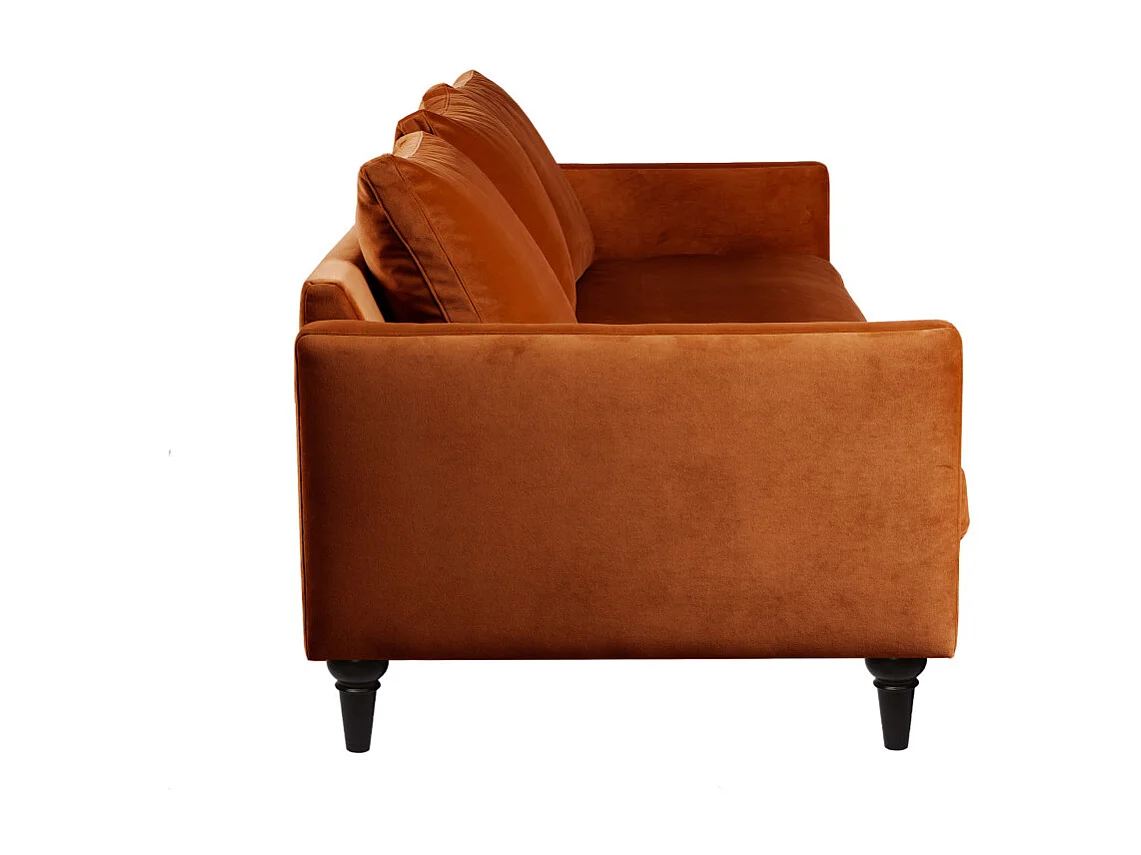 Villabon - Canapé 4 places en velours pieds tournés - Rouille