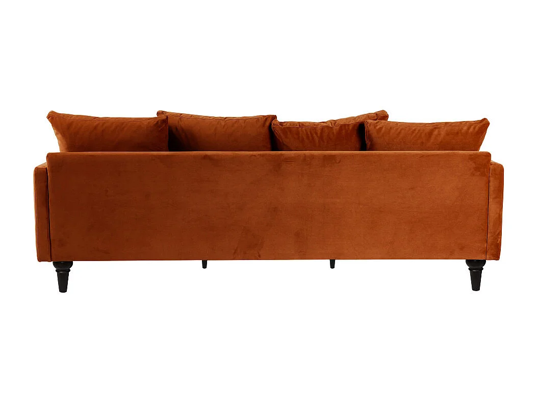Villabon - Canapé 4 places en velours pieds tournés - Rouille