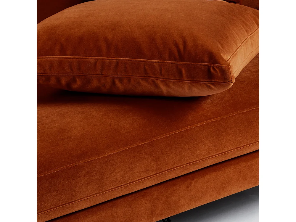 Villabon - Canapé 4 places en velours pieds tournés - Rouille