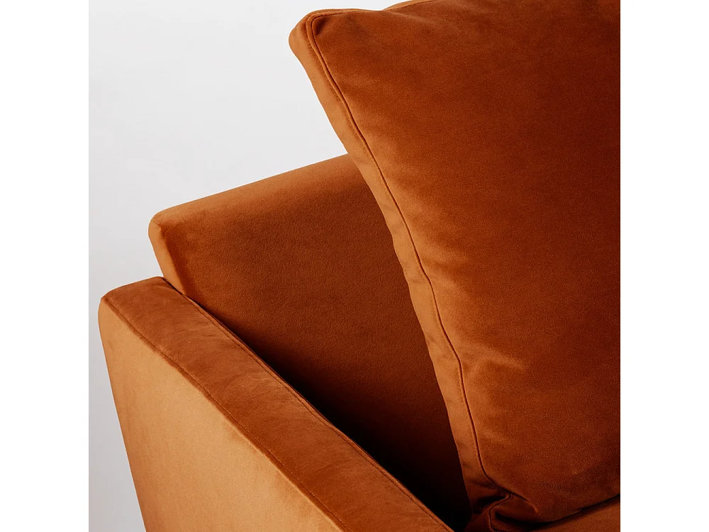 Villabon - Canapé 4 places en velours pieds tournés - Rouille