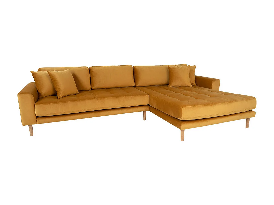 Lido bank met chaise longue rechts velours geel.