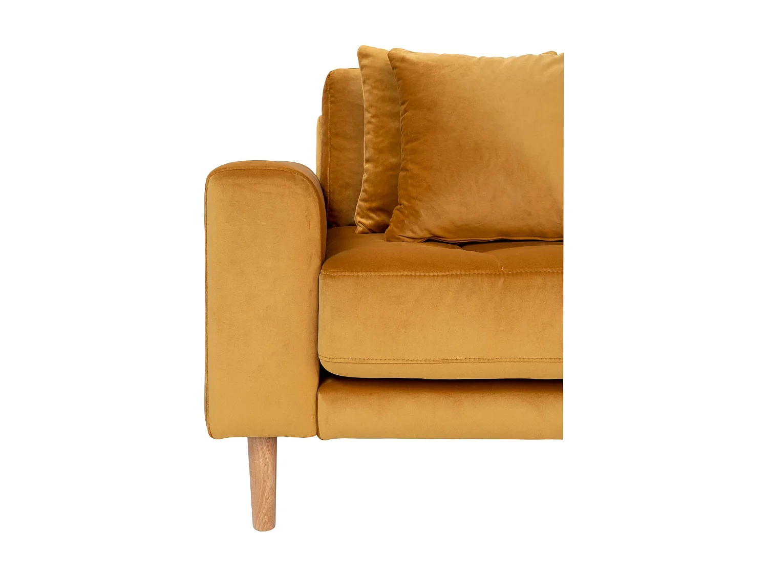 Lido Sofa, Canapé, Chaise longue orientée à droite en velours, moutarde jaune.