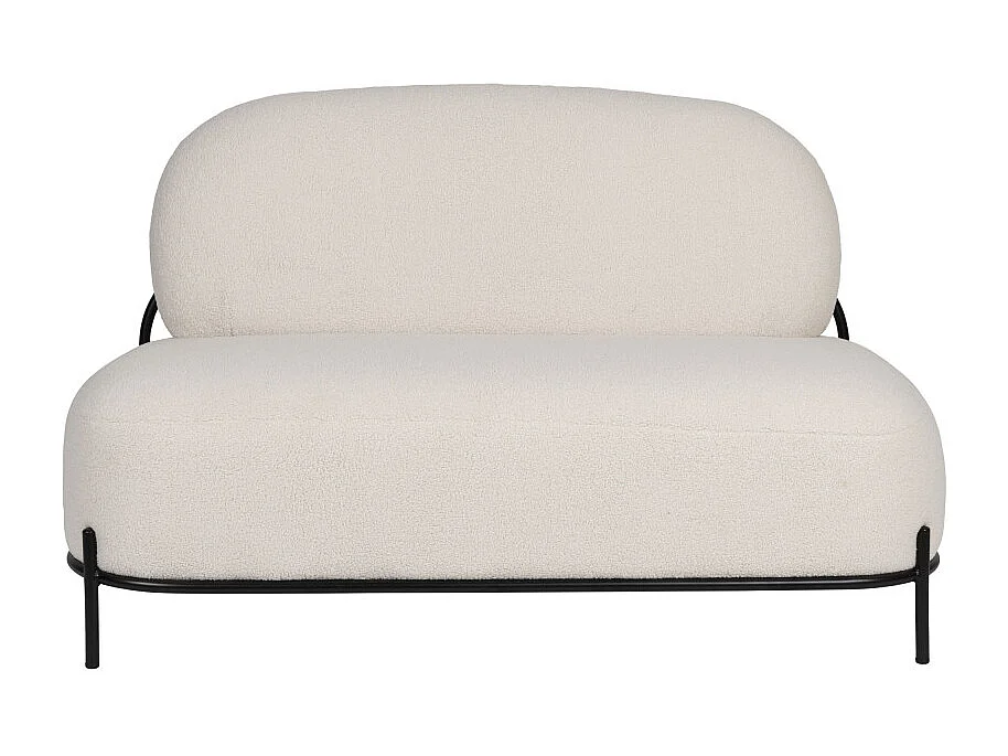Polly - Banquette 2 places en tissu bouclette - Blanc ivoire