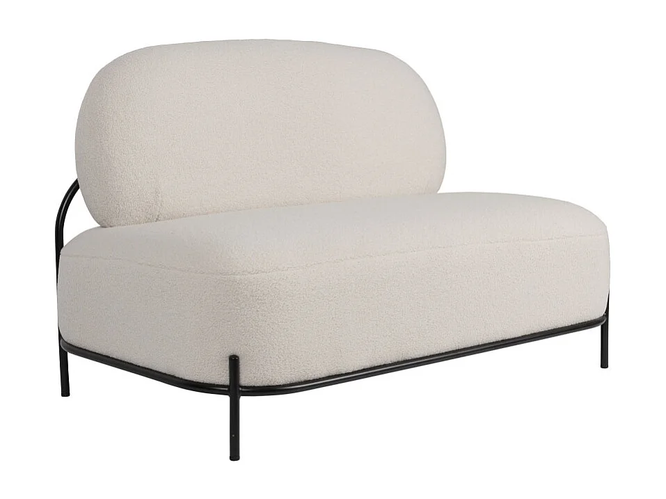 Polly - Banquette 2 places en tissu bouclette - Blanc ivoire