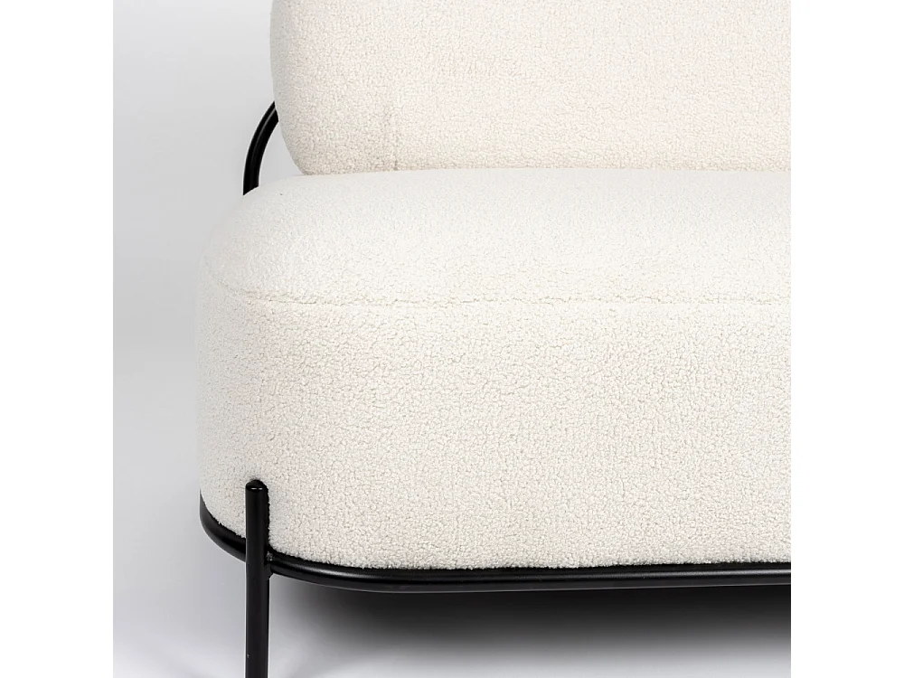 Polly - Banquette 2 places en tissu bouclette - Blanc ivoire