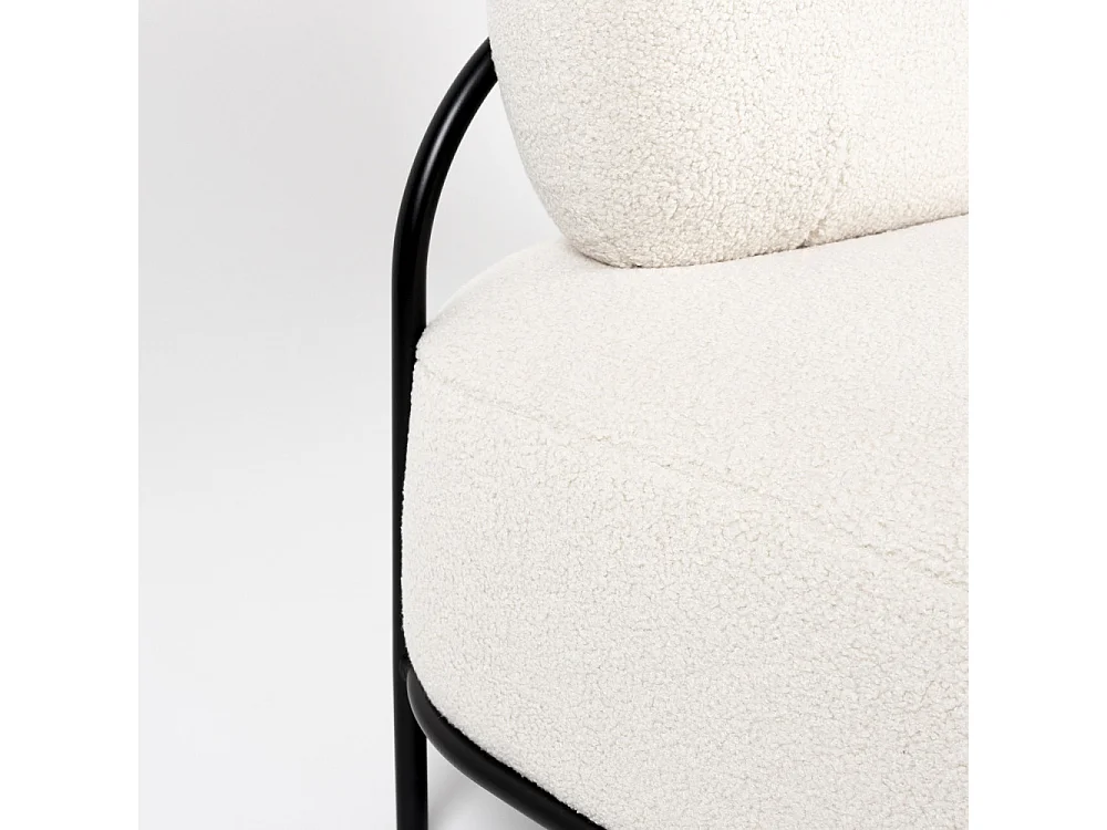 Polly - Banquette 2 places en tissu bouclette - Blanc ivoire