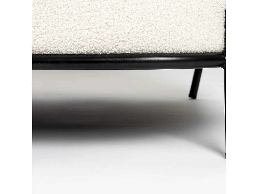 Polly - Banquette 2 places en tissu bouclette - Blanc ivoire