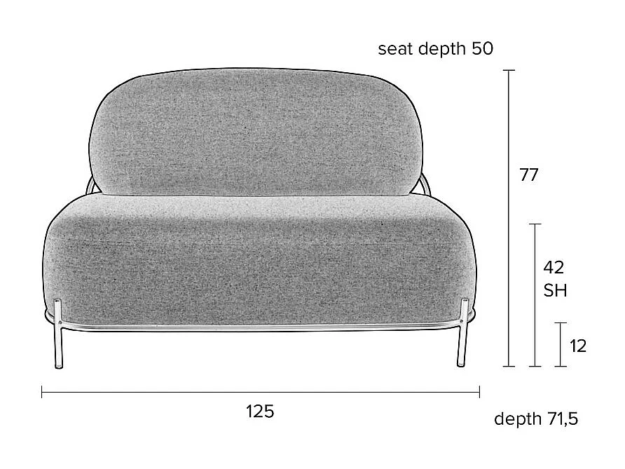 Polly - Banquette 2 places en tissu bouclette - Blanc ivoire