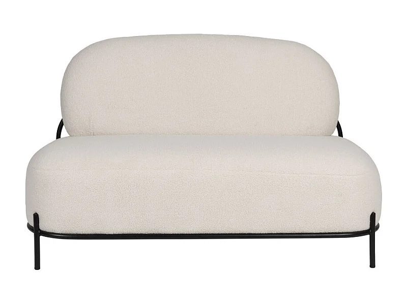 Polly - Banquette 2 places en tissu bouclette - Blanc ivoire