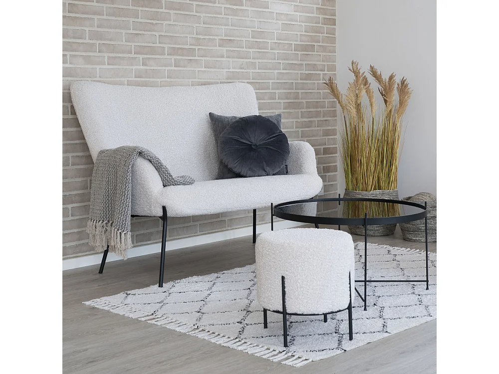 Glasgow bank 2 persoons lamsvachtimitatie, wit.