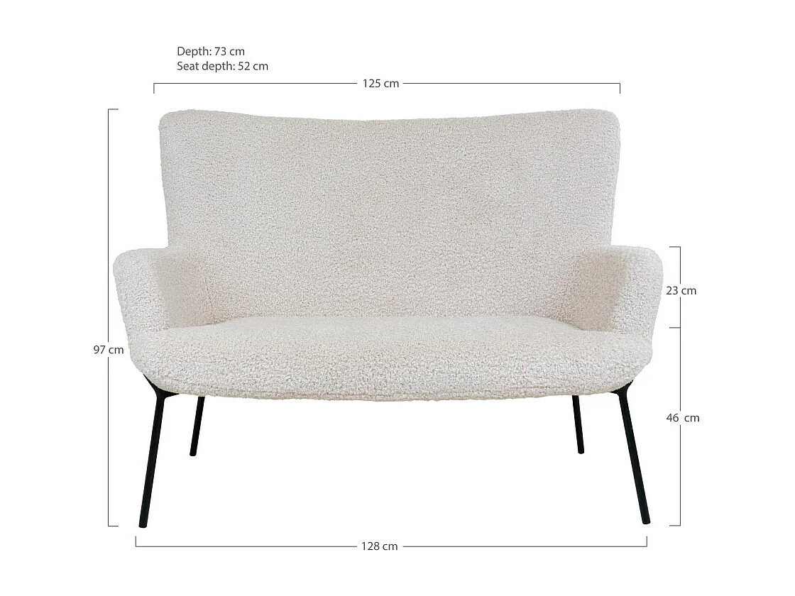 Glasgow bank 2 persoons lamsvachtimitatie, wit.