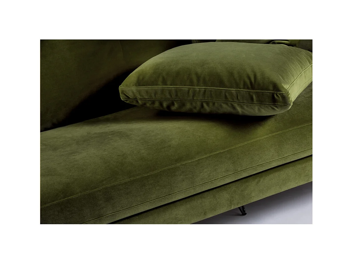 Villabon - Canapé 3 places en velours pieds épingles noirs - Vert olive