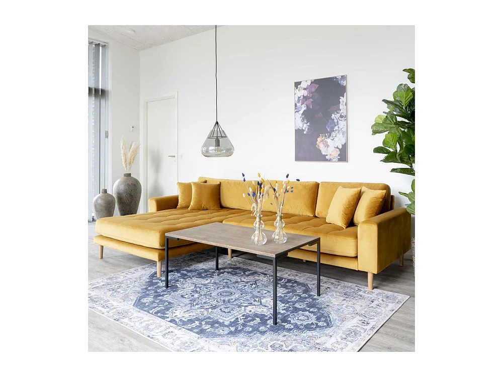 Lido bank met chaise longue links velours geel.