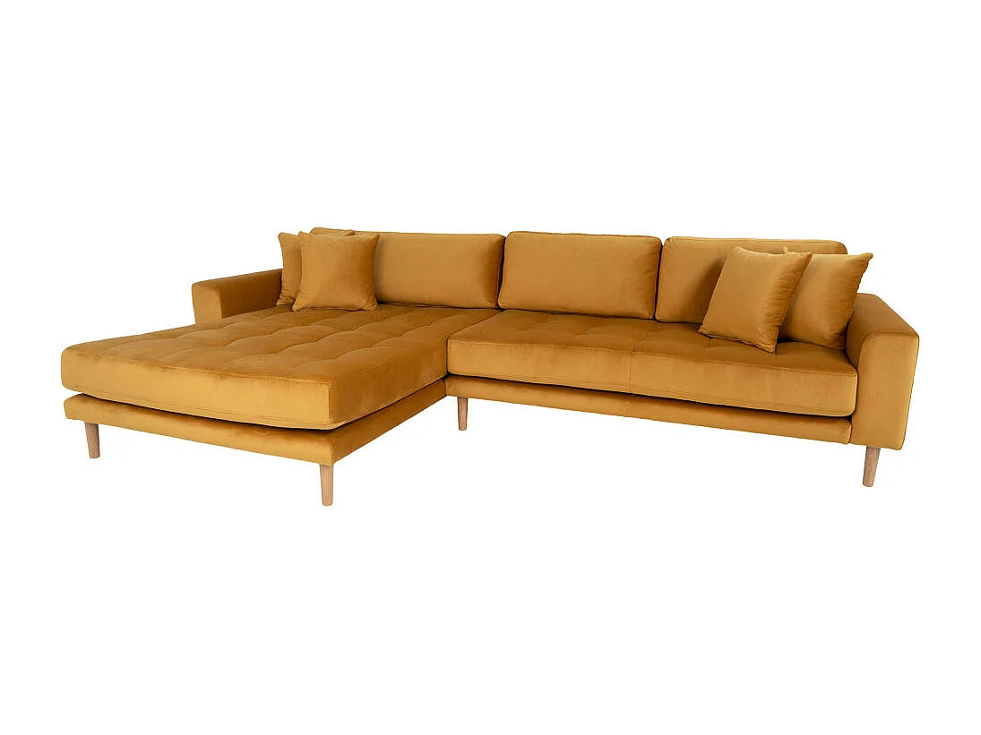 Lido - Canapé d'angle gauche en velours L290cm : Couleur - Jaune moutarde
