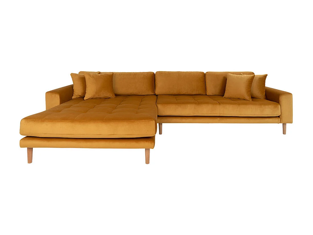 Lido bank met chaise longue links velours geel.