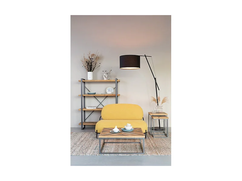 POLLY - Petit canapé en tissu polyester jaune