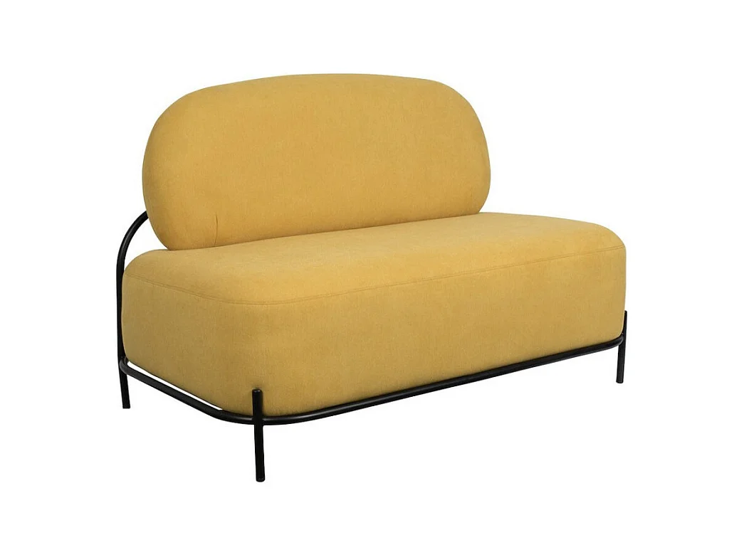 POLLY - Petit canapé en tissu polyester jaune