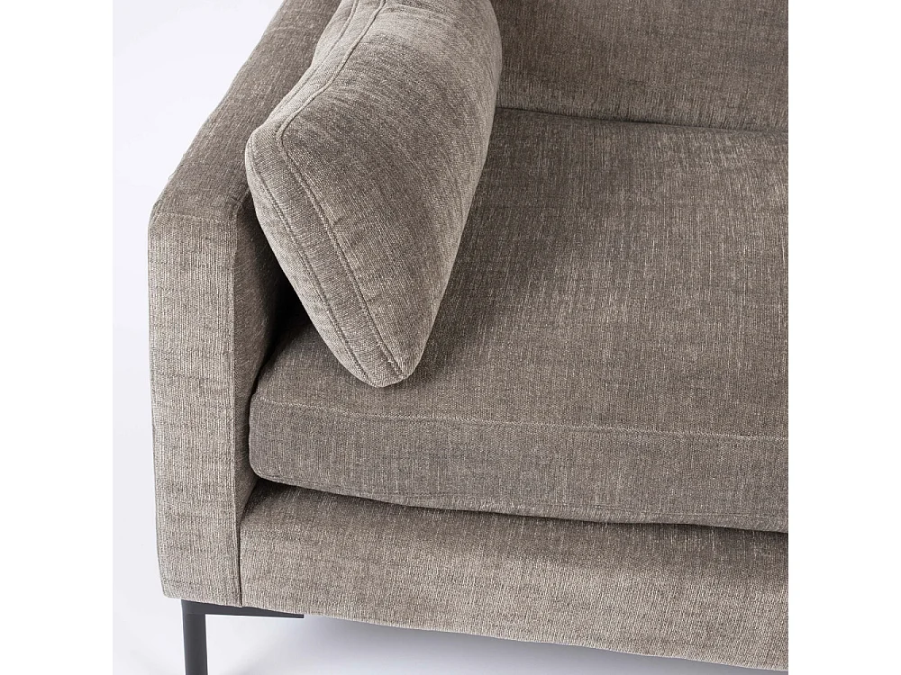 Summer - Canapé droit 3 places en tissu et pieds en métal - Café