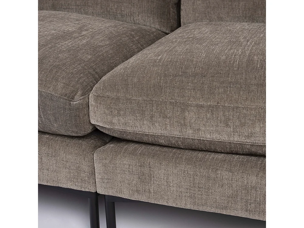 Summer - Canapé droit 3 places en tissu et pieds en métal - Café