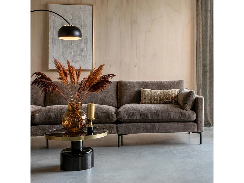 Summer - Canapé droit 3 places en tissu et pieds en métal - Café