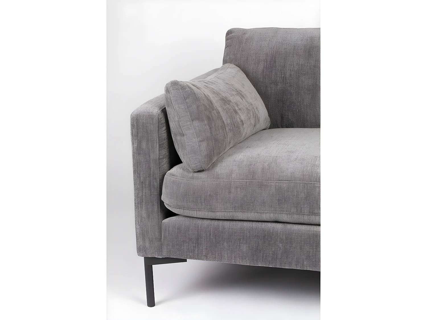 Summer - Canapé droit 5 places en tissu et pieds en métal - Gris