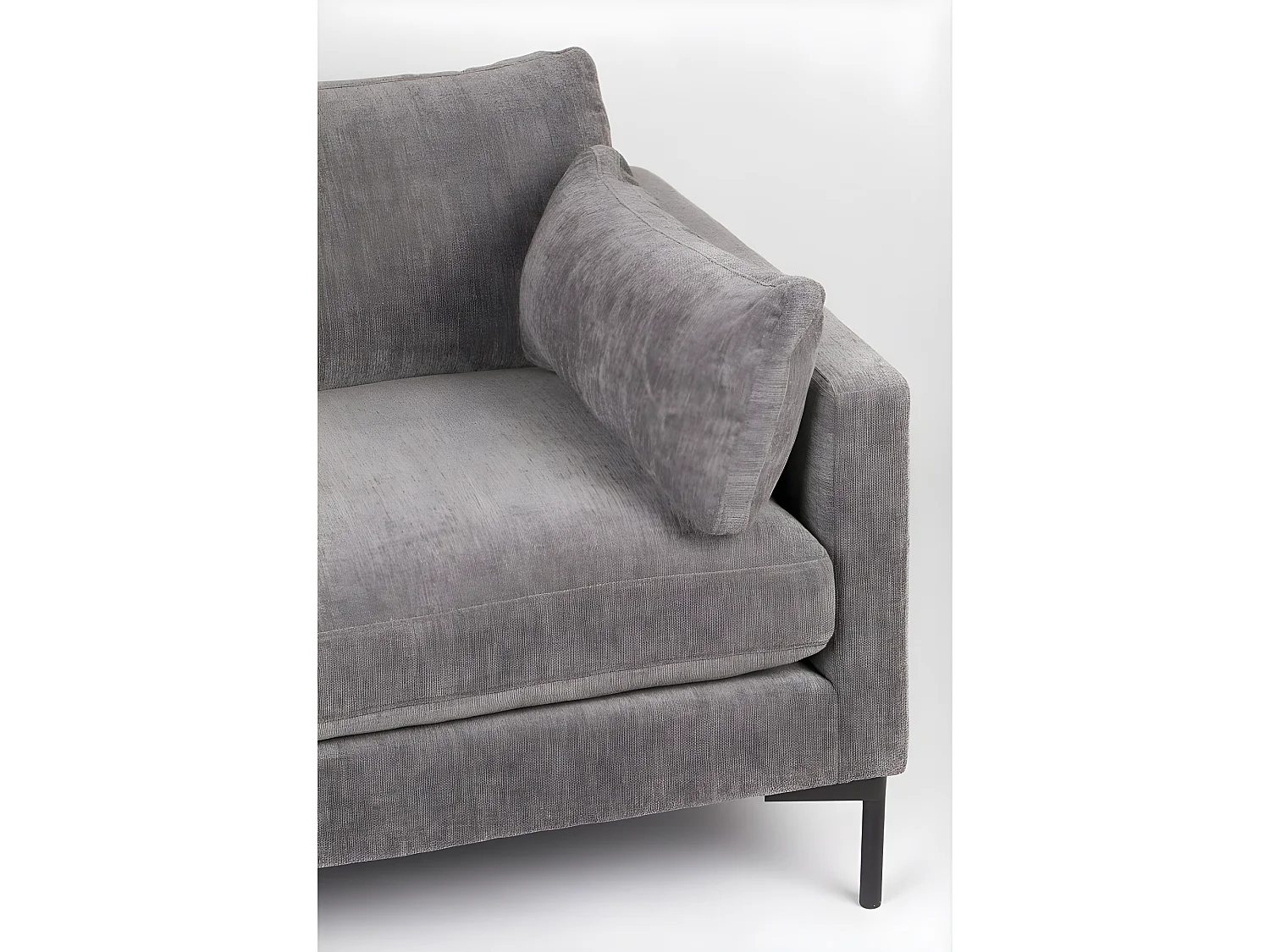 Summer - Canapé droit 5 places en tissu et pieds en métal - Gris