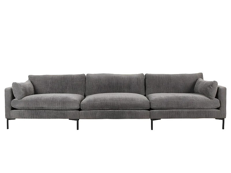 Summer - Canapé droit 5 places en tissu et pieds en métal - Gris