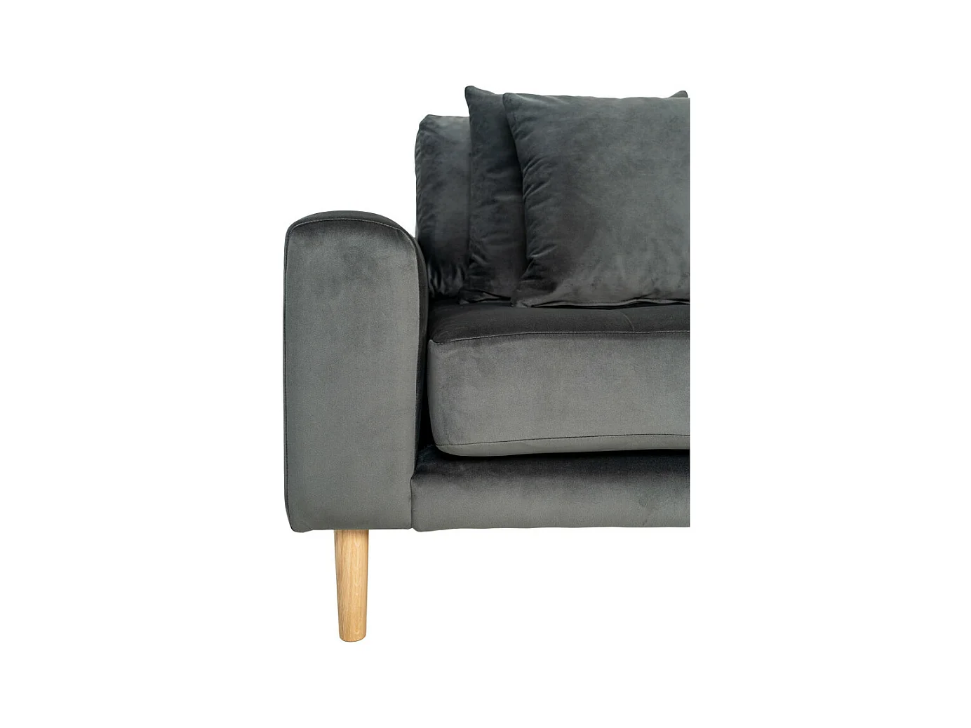 Lido - Canapé d'angle droit en velours L290cm : Couleur - Gris