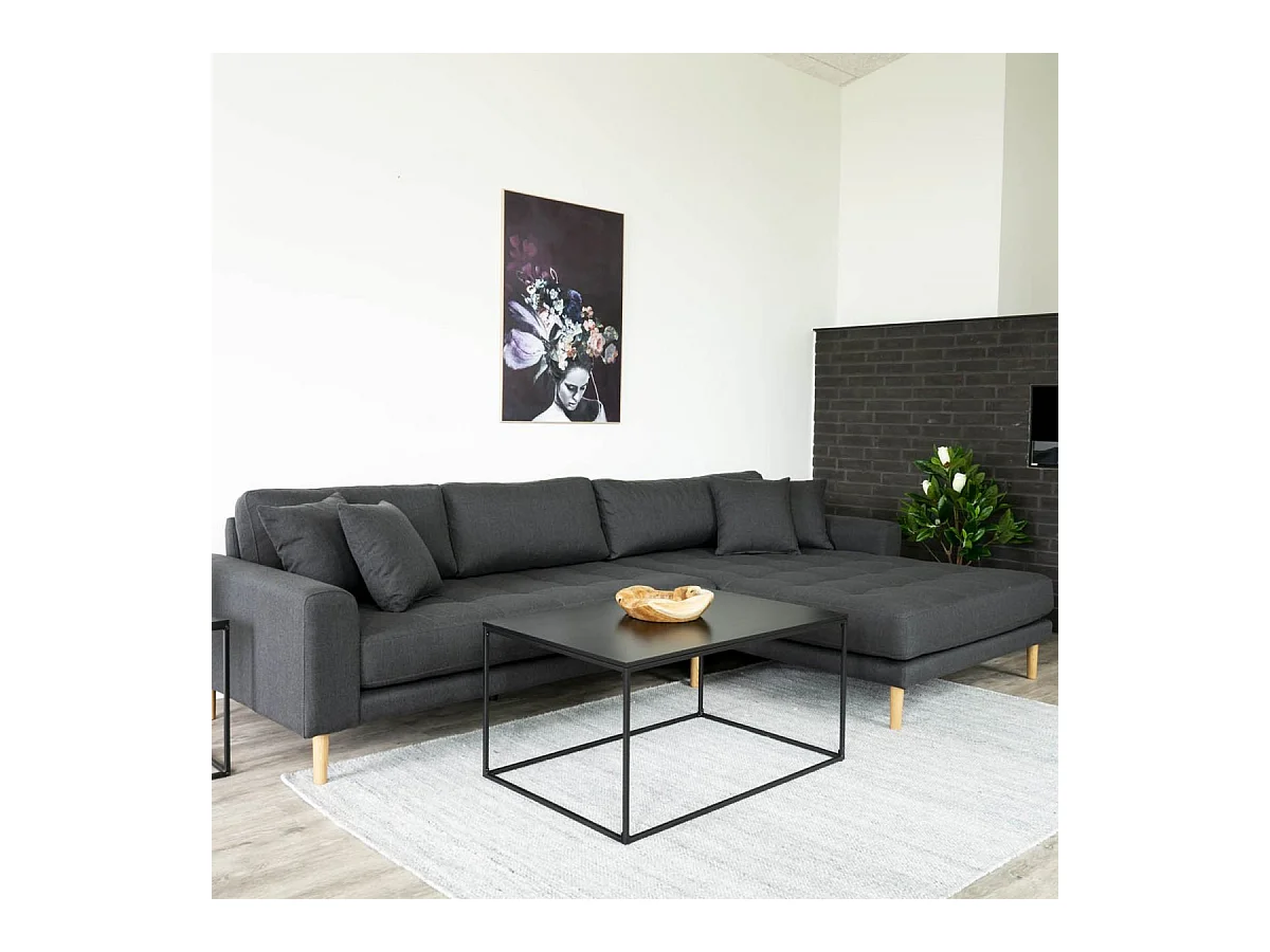 Lido - Canapé d'angle droit en velours L290cm : Couleur - Gris