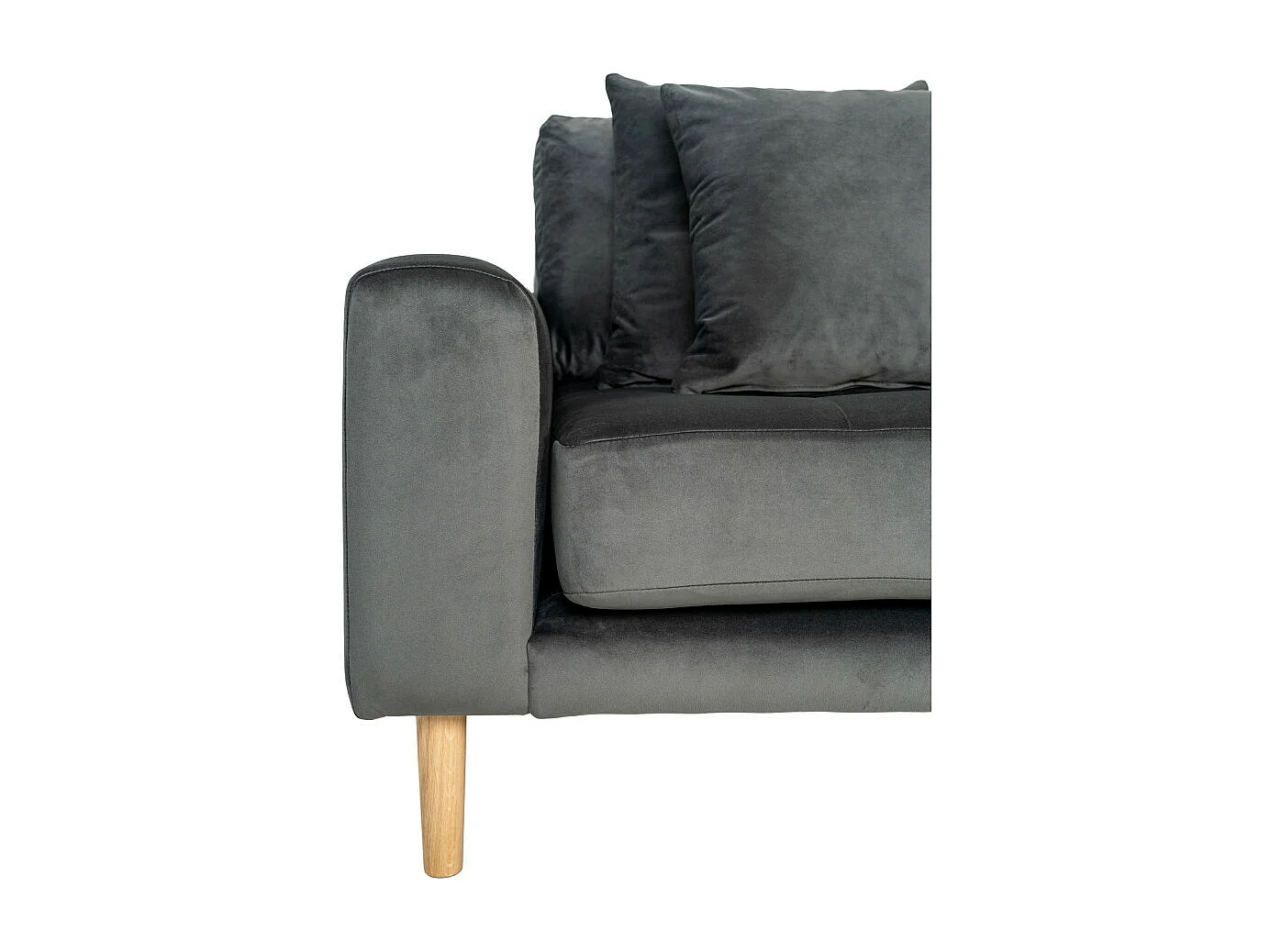 Lido - Canapé d'angle droit en velours L290cm : Couleur - Gris