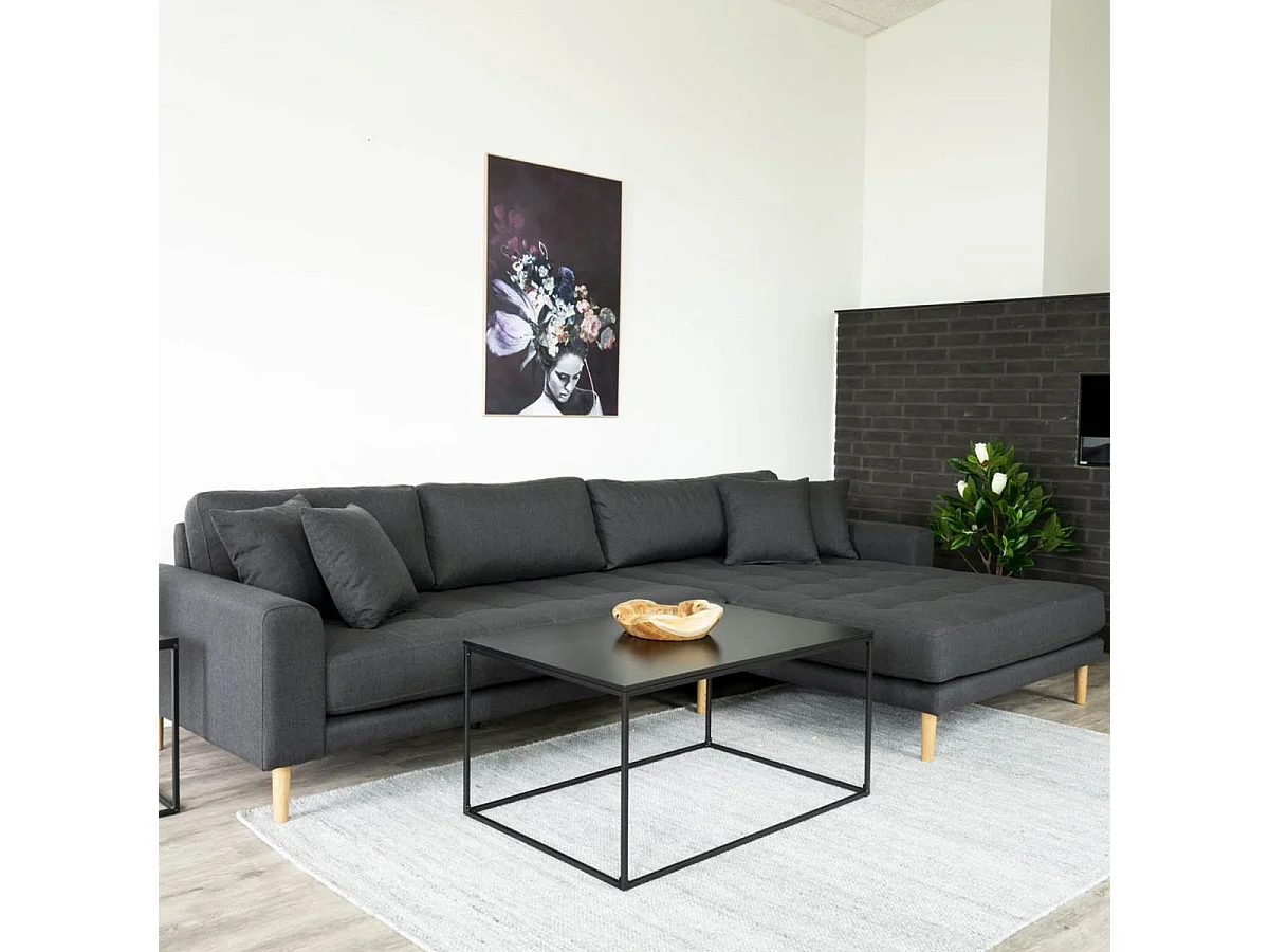 Lido - Canapé d'angle droit en velours L290cm : Couleur - Gris