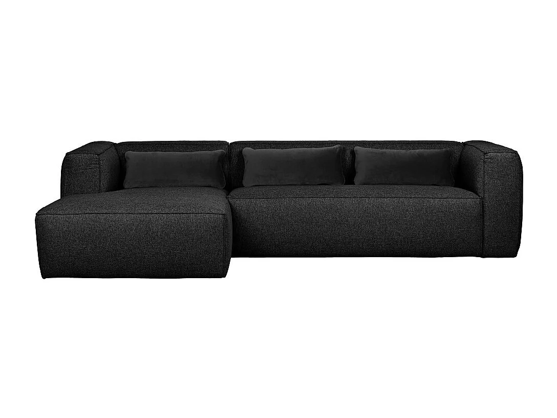 Bean - Canapé d'angle gauche 4 places en tissu style monobloc - Gris anthracite
