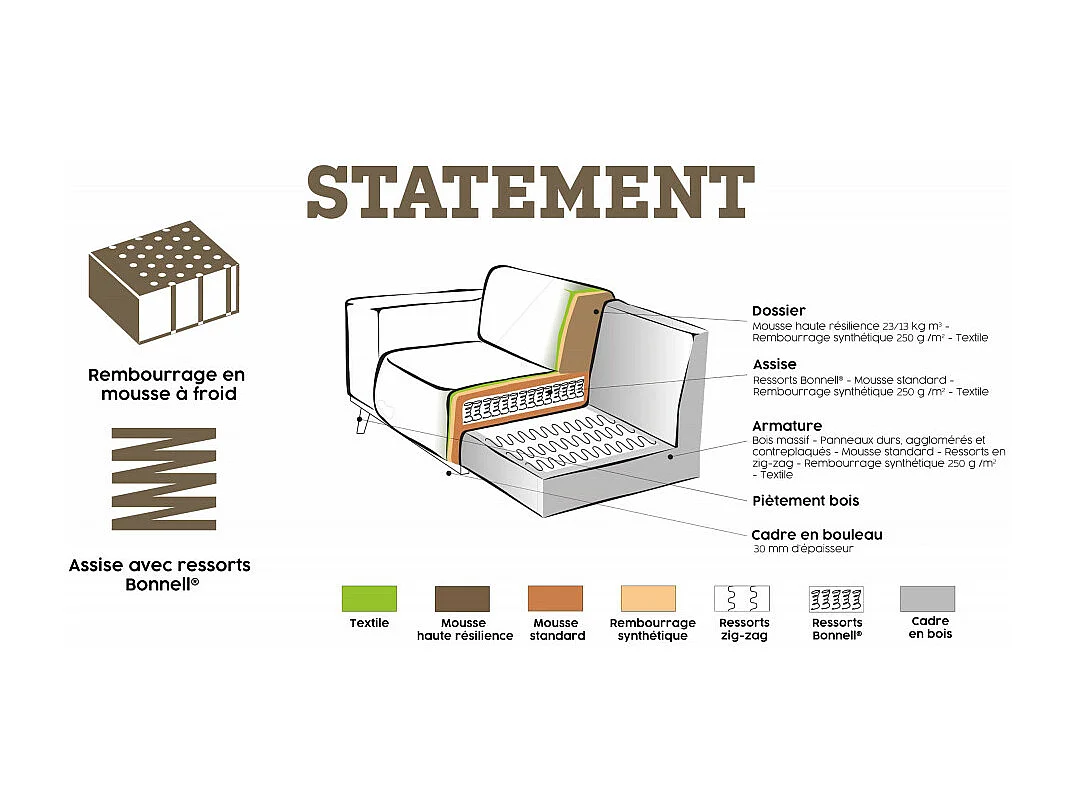 Statement - Canapé d'angle gauche velours - Couleur - Taupe