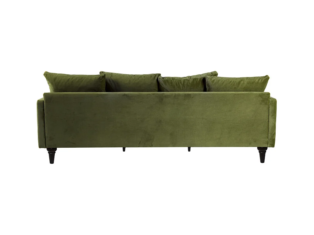 Villabon - Canapé 4 places en velours pieds tournés - Vert olive