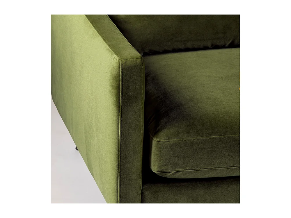 Villabon - Canapé 4 places en velours pieds tournés - Vert olive