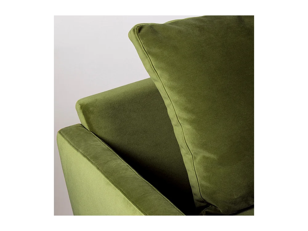 Villabon - Canapé 4 places en velours pieds tournés - Vert olive
