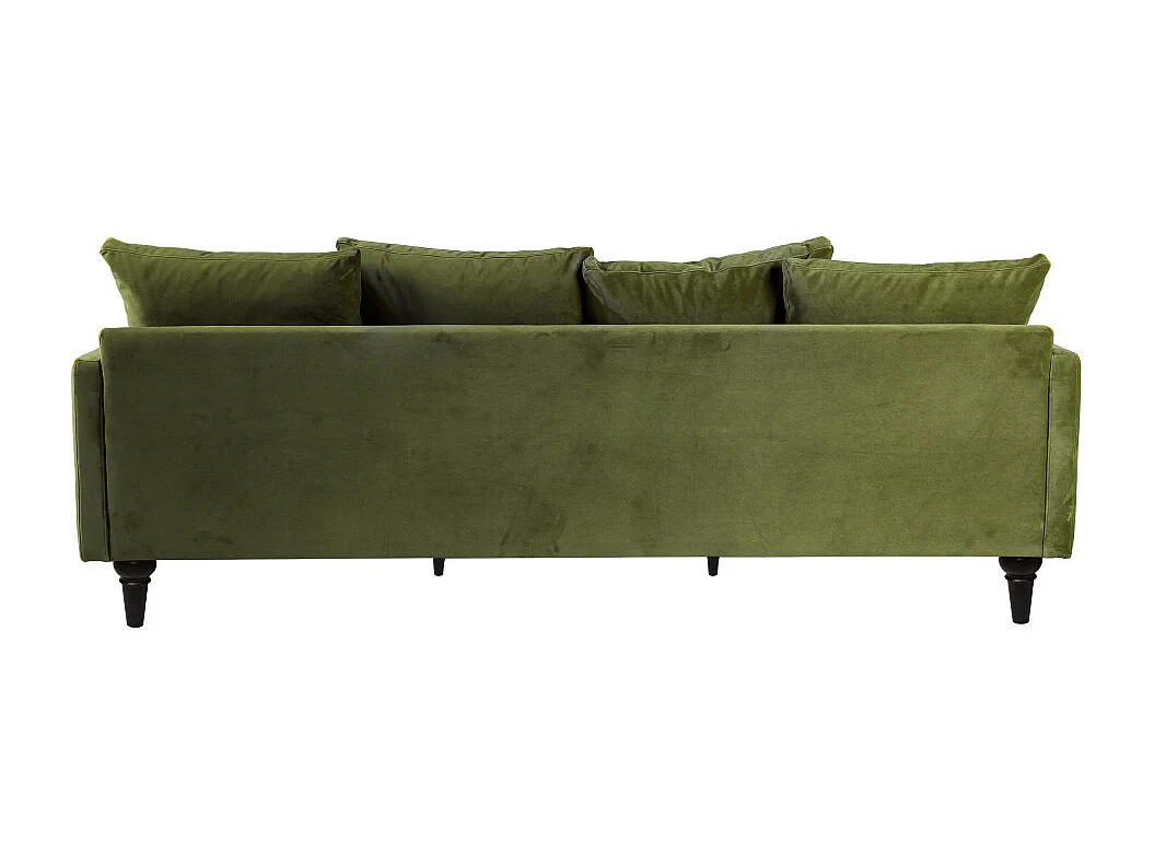 Villabon - Canapé 4 places en velours pieds tournés - Vert olive