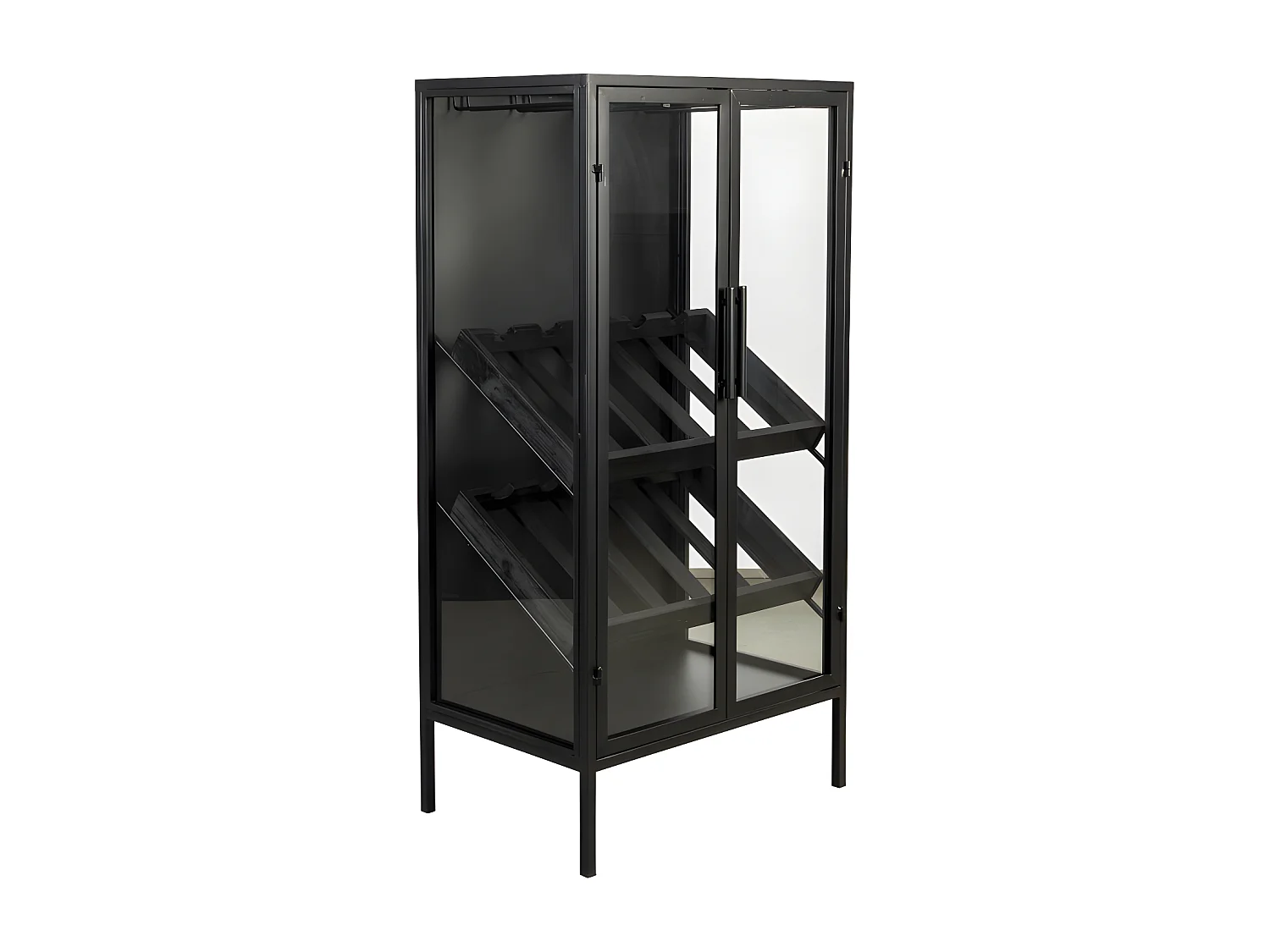 Rob - Vitrine en bois et métal H103cm - Couleur - Noir