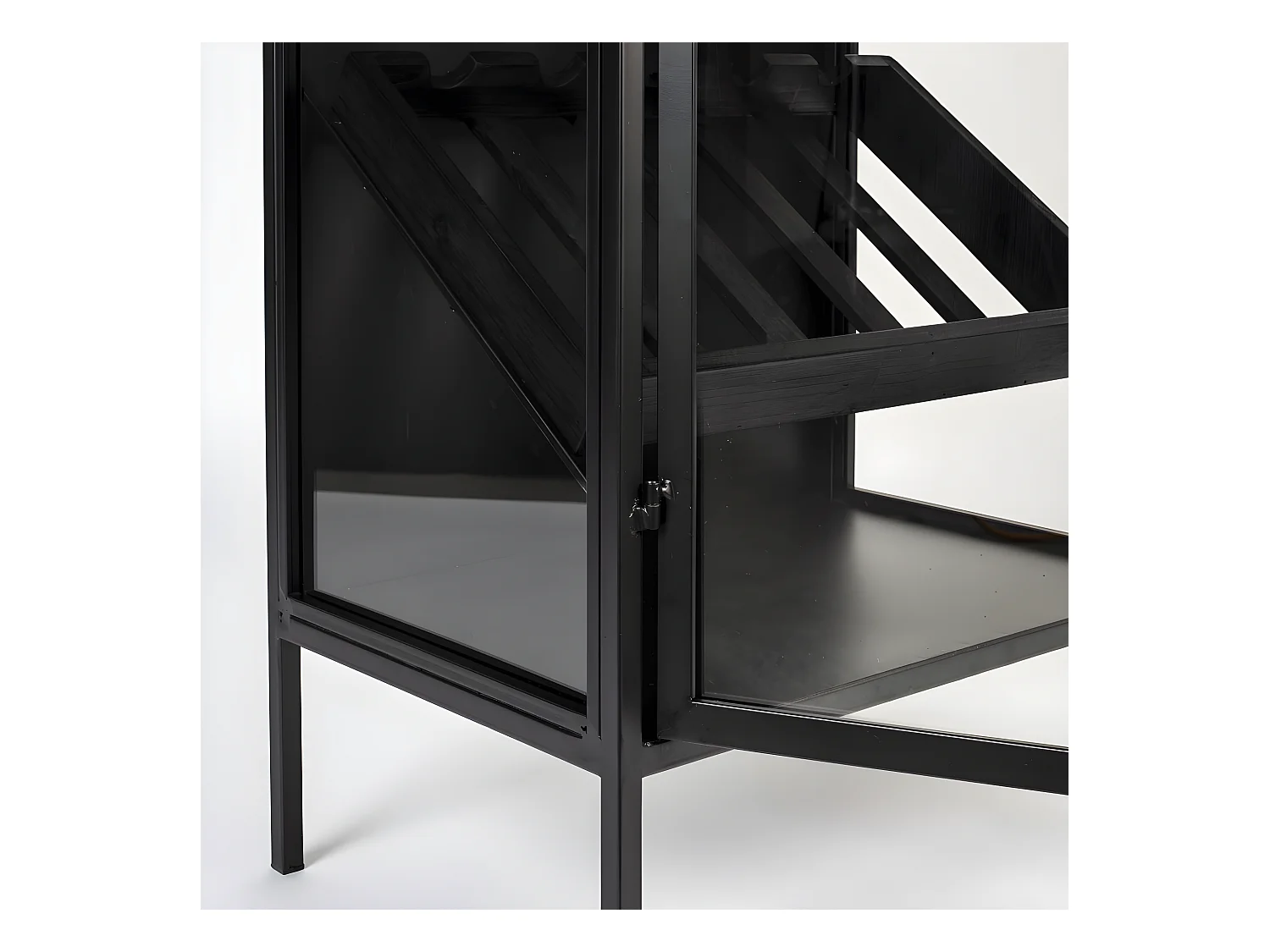 Rob - Vitrine en bois et métal H103cm - Couleur - Noir