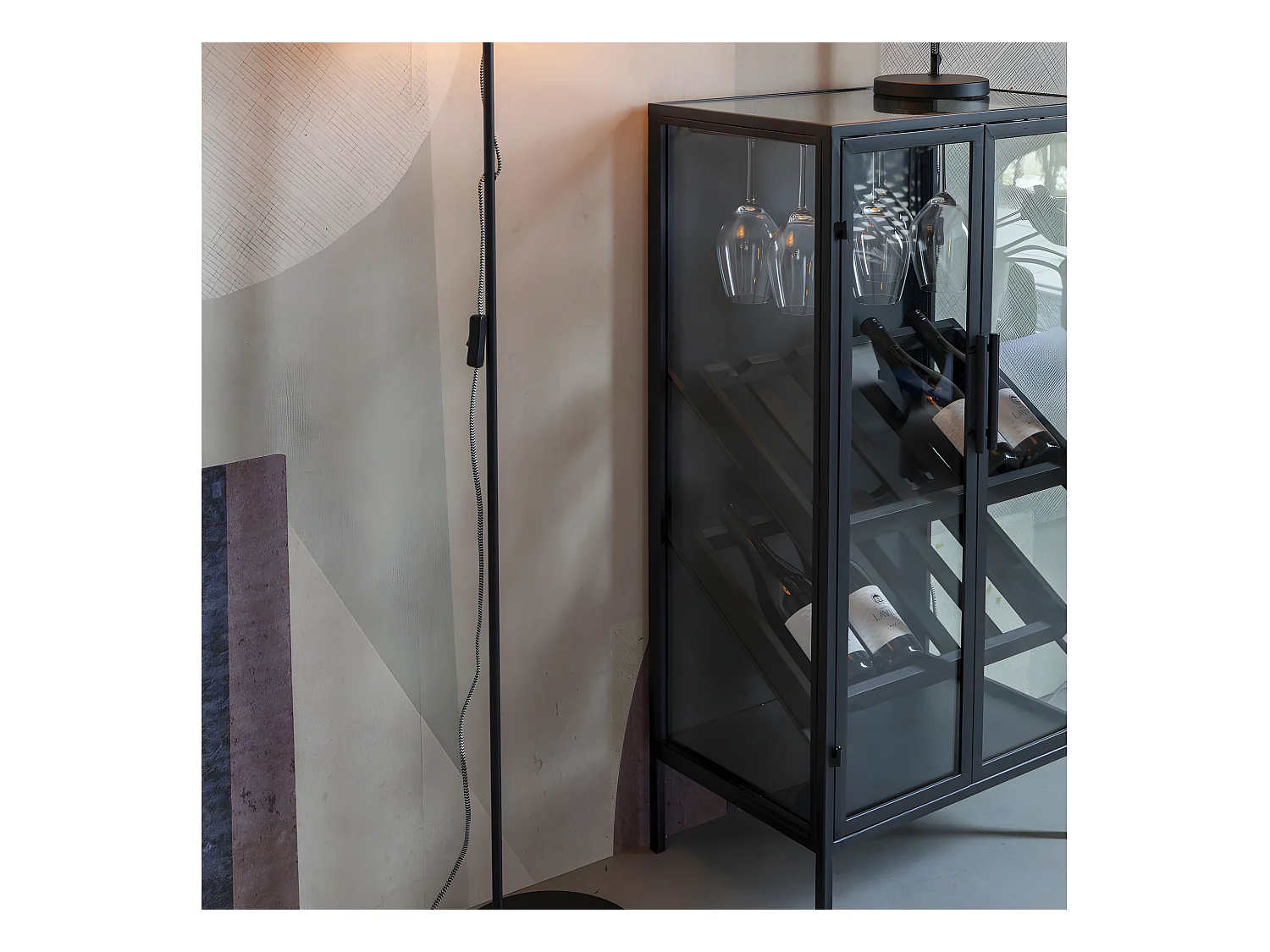 Rob - Vitrine en bois et métal H103cm - Couleur - Noir
