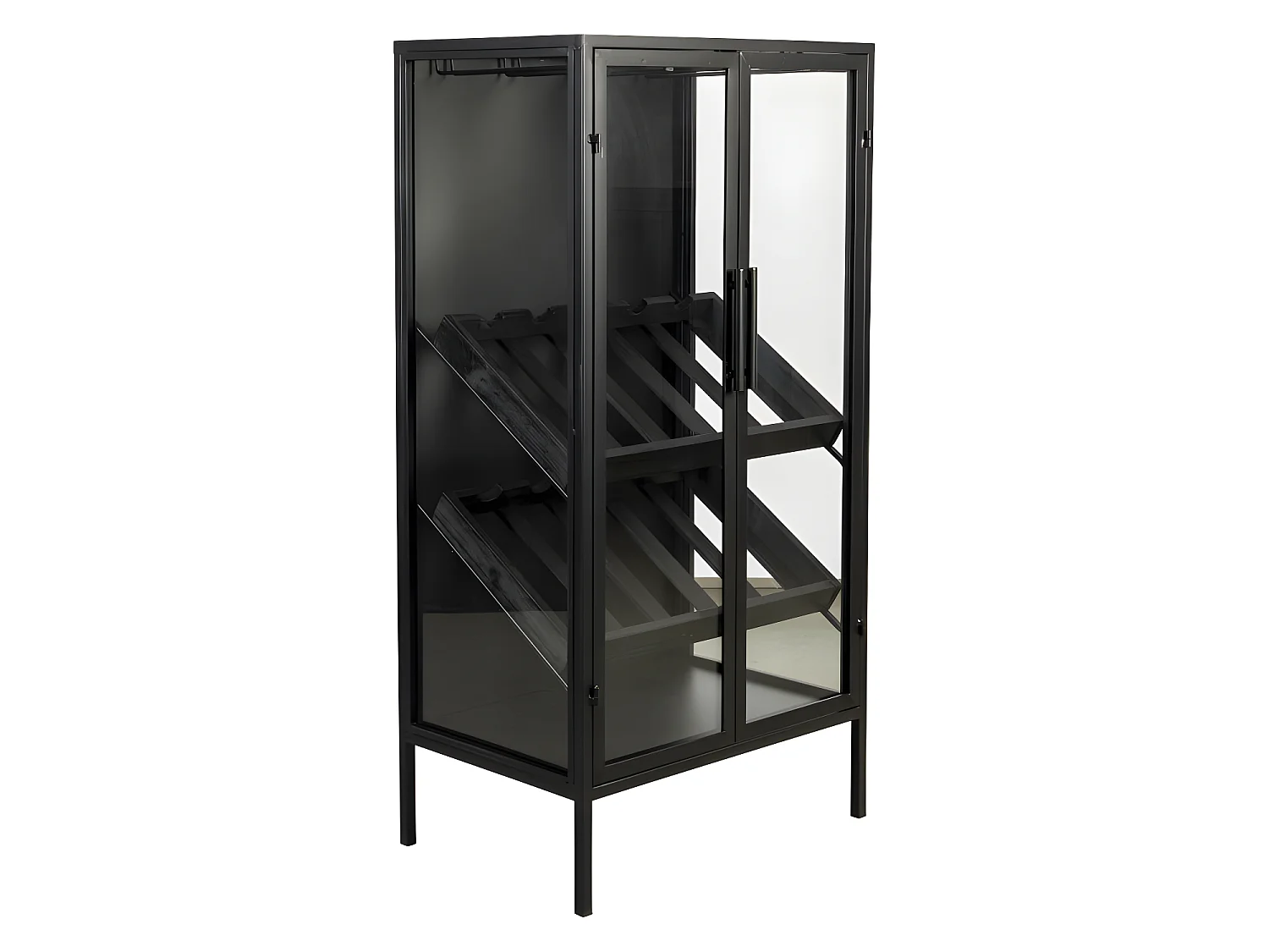 Rob - Vitrine en bois et métal H103cm - Couleur - Noir