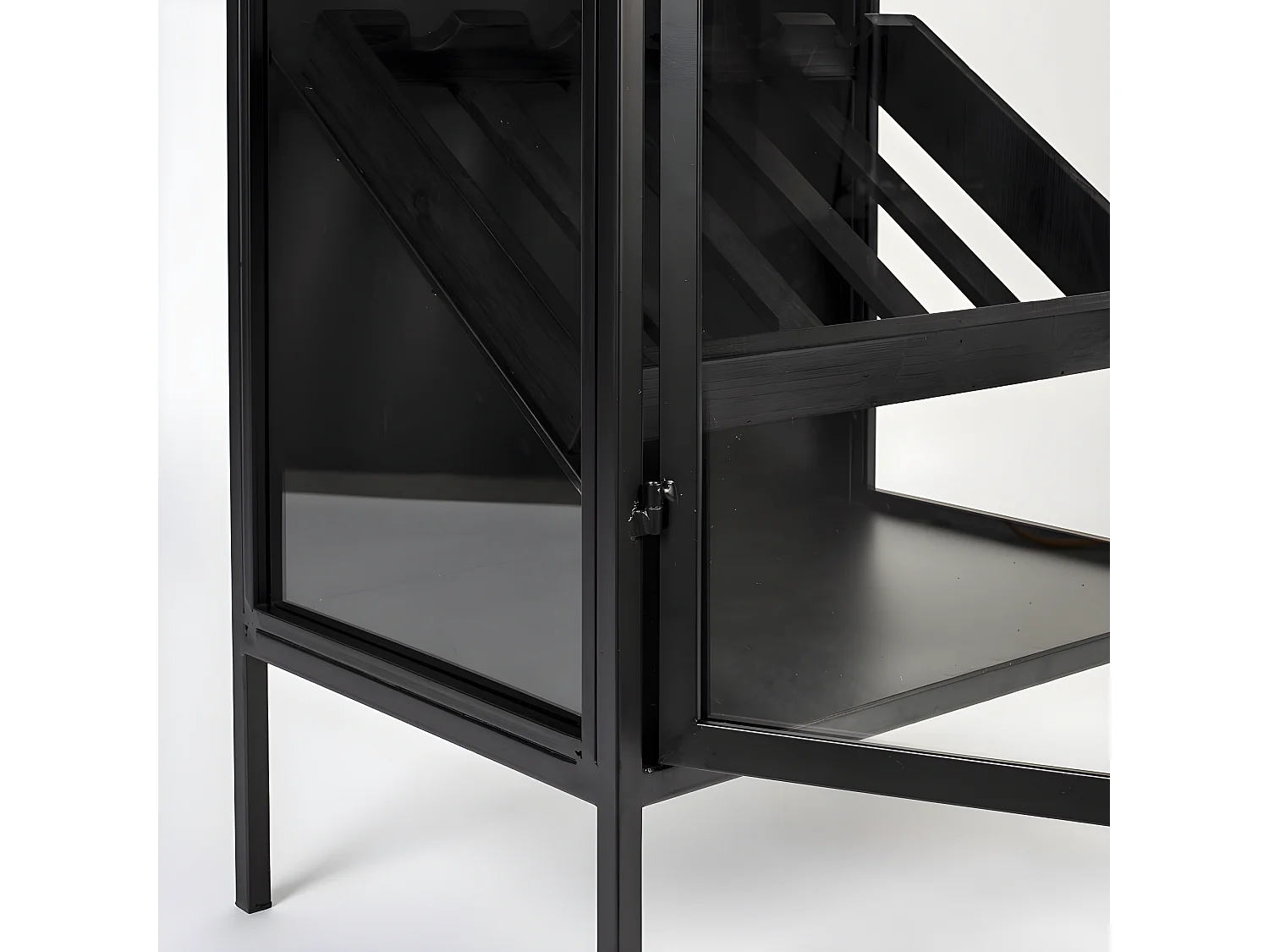 Rob - Vitrine en bois et métal H103cm - Couleur - Noir