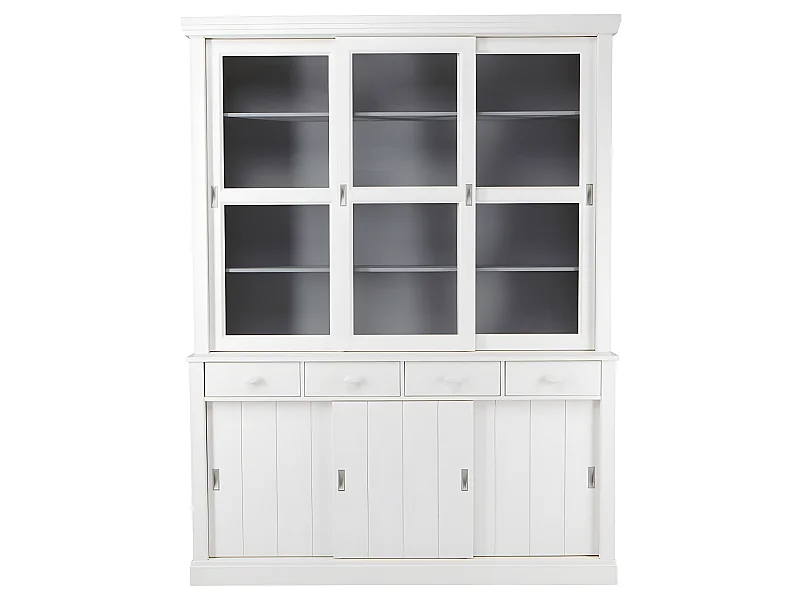 Sjaak - Vaisselier en pin 6 portes 4 tiroirs - Blanc