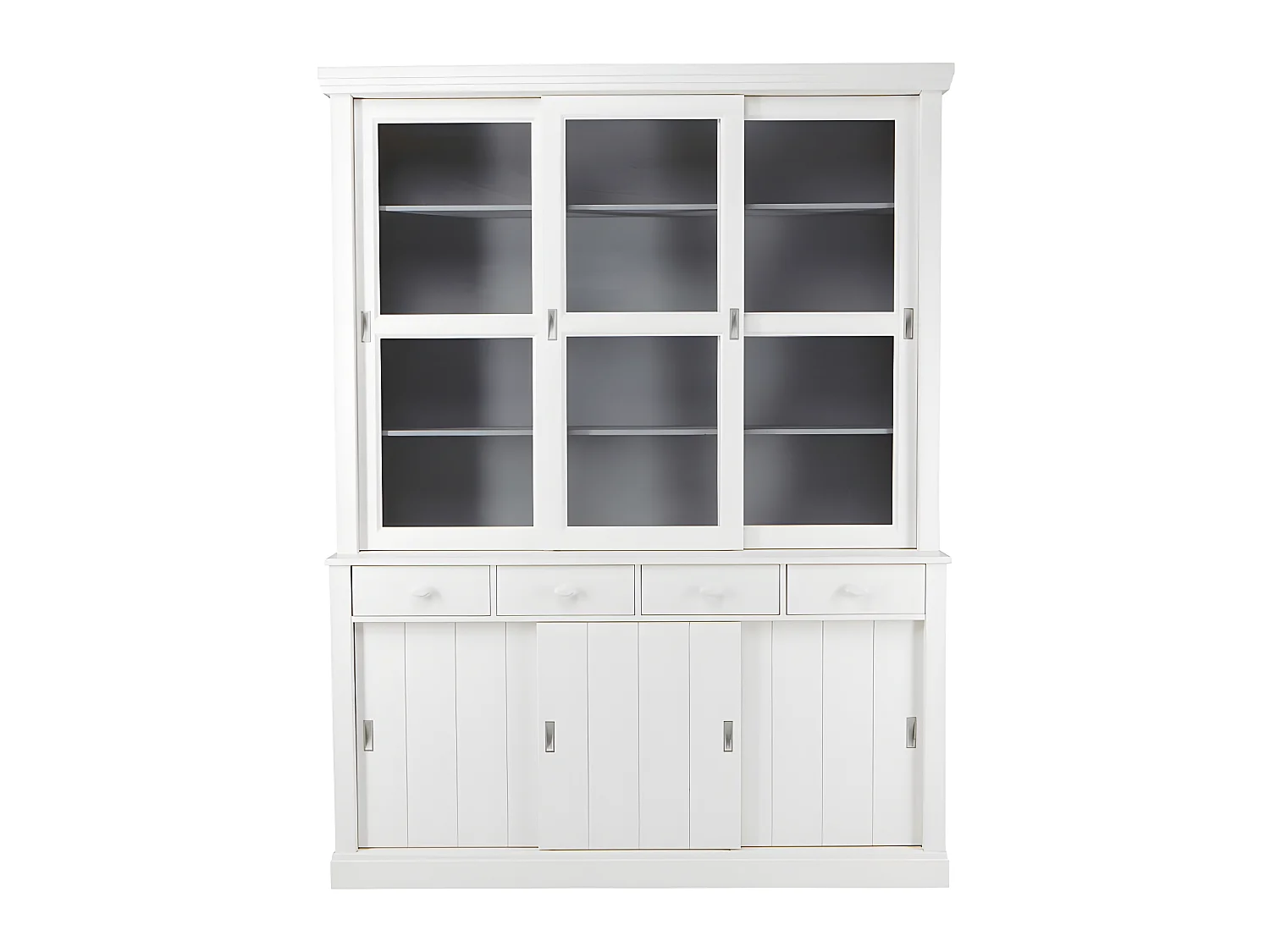 Sjaak - Vaisselier en pin 6 portes 4 tiroirs - Blanc